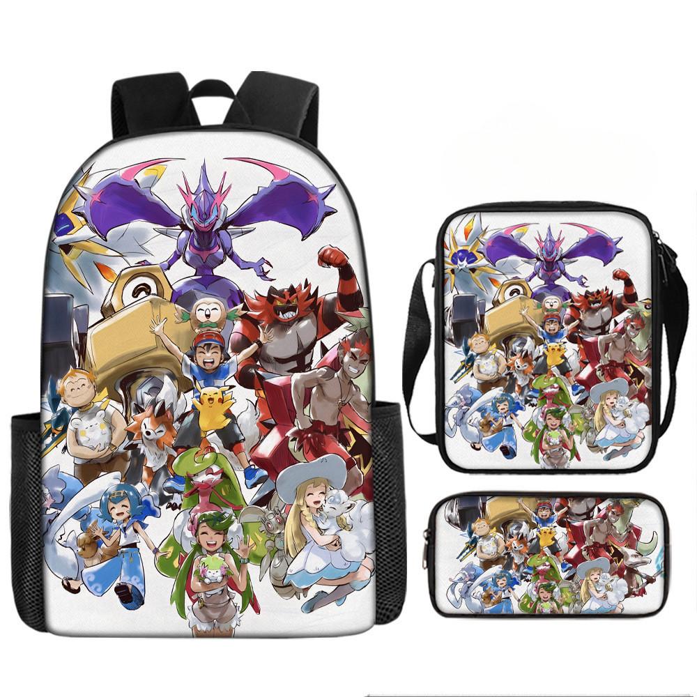 Pokémon Printed Cartoon Backpack Children Schoolbag Shoulder Bag Pencil Bag