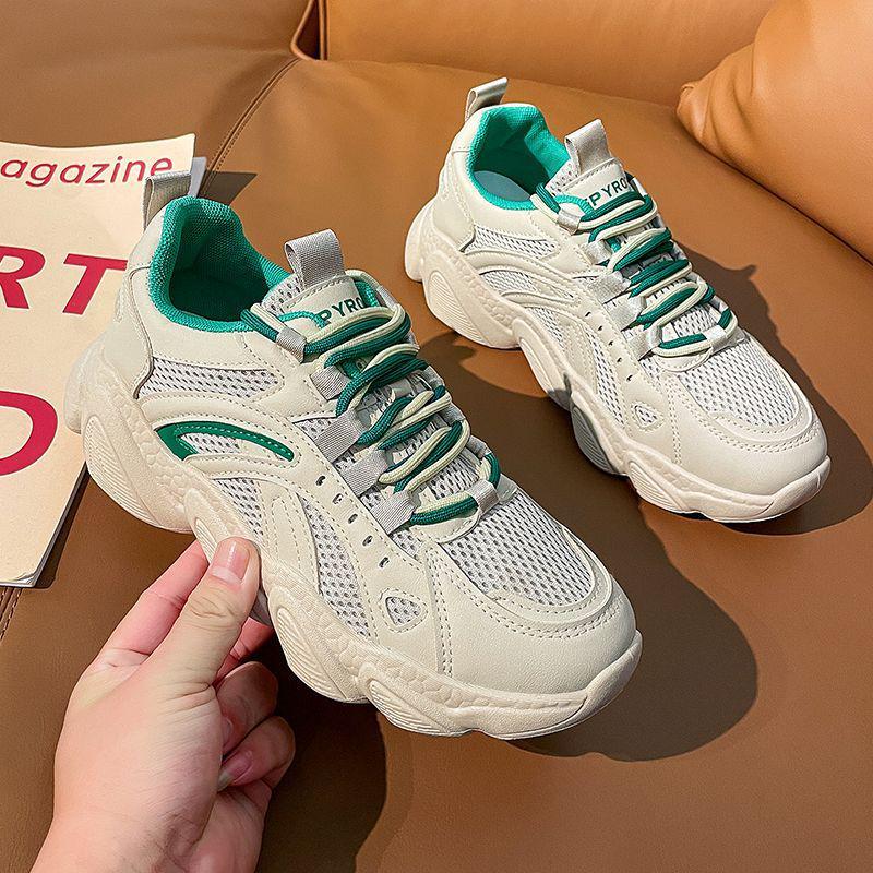 Women's Trendy Dad Shoes: Versatile, Thick-Soled, Height-Boosting, Casual Sports Sneakers for Spring and Autumn.