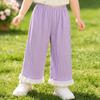 Girls' Stylish Lace Straight-Leg Pants - Casual Outerwear for Little Girls