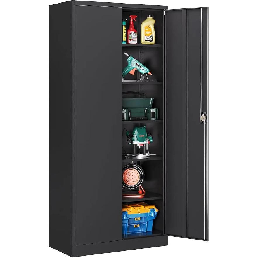 Metal Garage Storage Cabinet,Tall Tool Cabinet with Doors and Adjustbale Shelves,Lockable Tool Cabinet for Garage