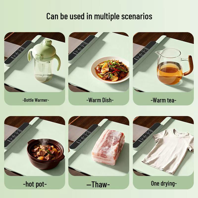 2025 Новый складной электрический греющий коврик: Многофункциональный подогреватель еды и термоизоляционный коврик для обеденного стола.