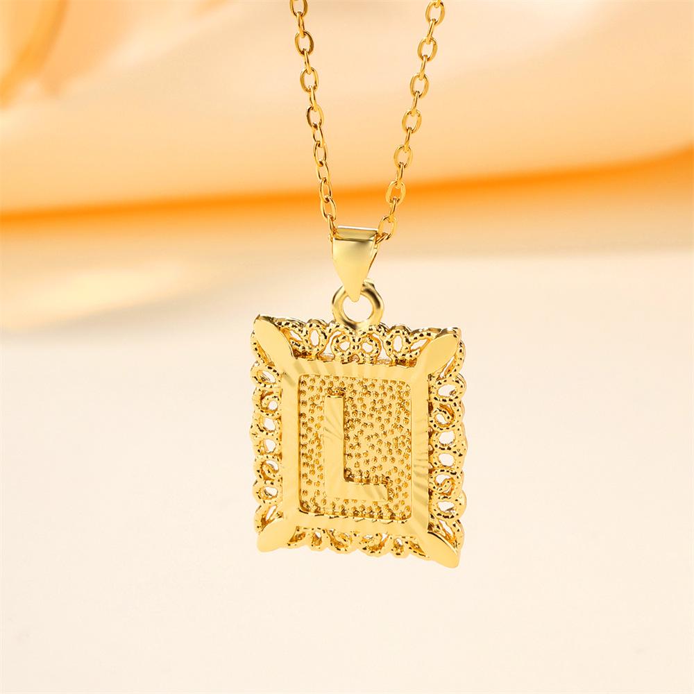 26-Letter Stainless Steel Necklace with Copper Pendant - European & American Fashion for Men