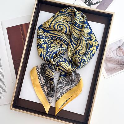 Neue Mode 70x70cm Damen Schal Seide Paisley Druck Schal Quadratisches Tuch Dekorative Stirnband Hals Luxus Design Bandana