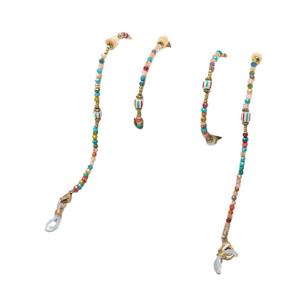 Creative Color Series Gravel Glasses Rope Ins Women's Anti-lost Pearl + Crystal Neck Glasses Chain Glasses Rope