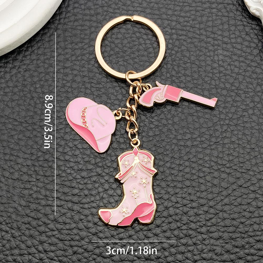 Pink Western Cowboy Style Alloy Keychain for Best Friends and Couples
