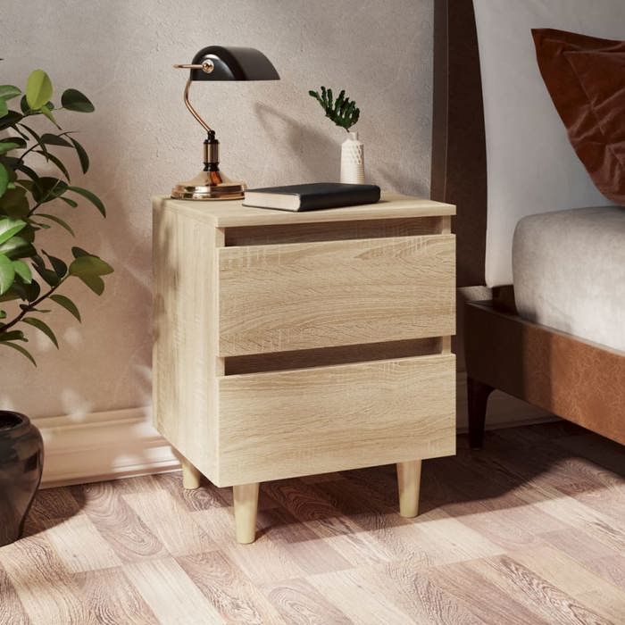 VidaXL Tables de chevet pieds en pin 2 pcs chêne sonoma 40x35x50 cm 805858