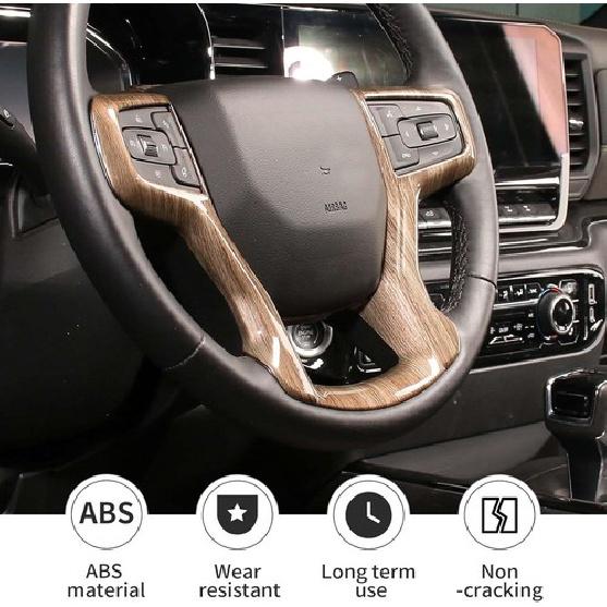 Wood Steering Wheel Trim Cover Frame For Chevy Silverado 1500 19+ Suburban 20+