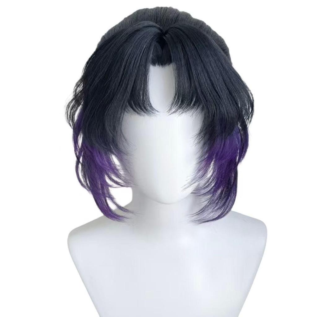 Demon Slayer Shinobu Kocho Cosplay Wig, Black-Purple Gradient High-Temperature Fiber Hairpiece