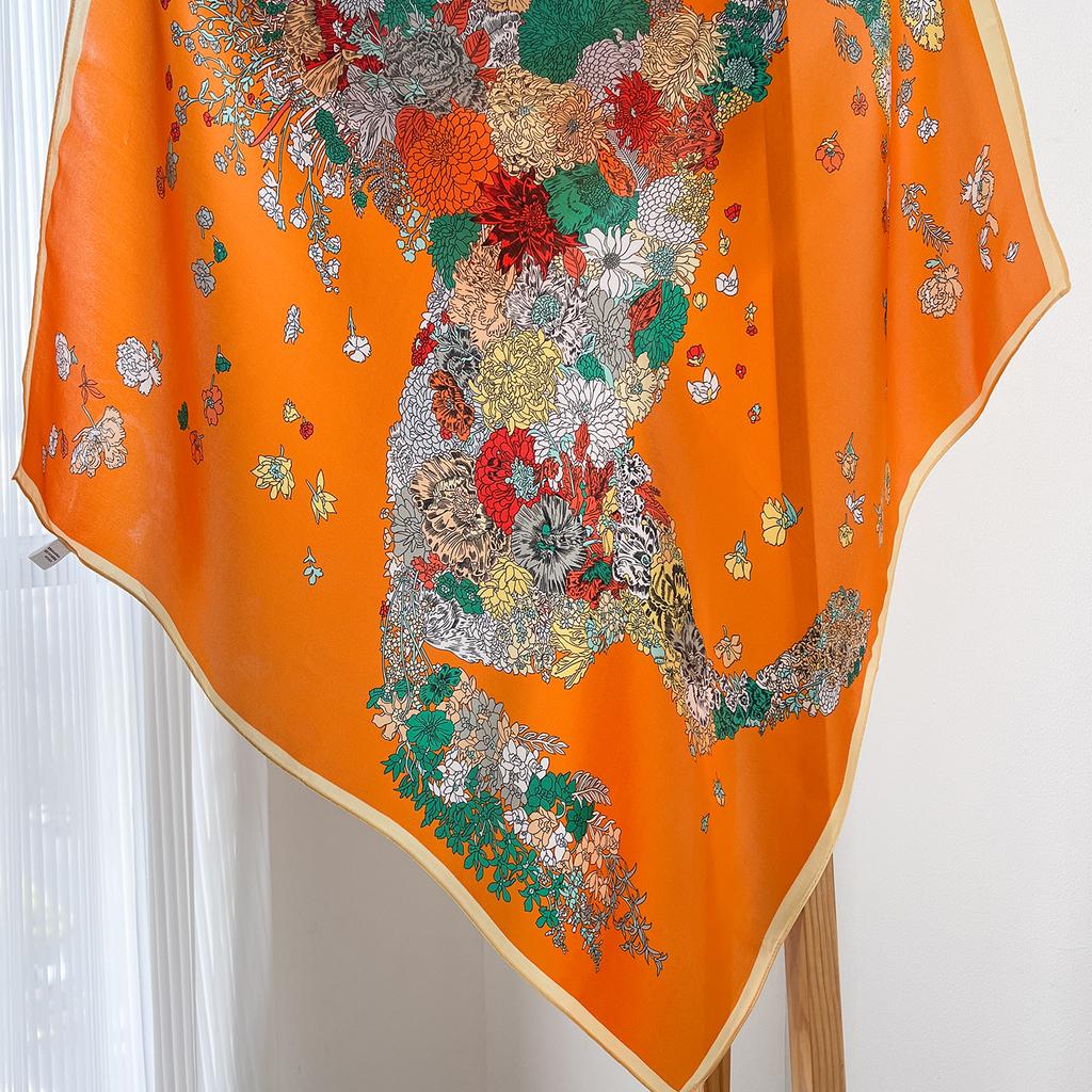Women 100 Percent Mulberry Silk Multifunctional Square Neck Scarf For Spring Summer