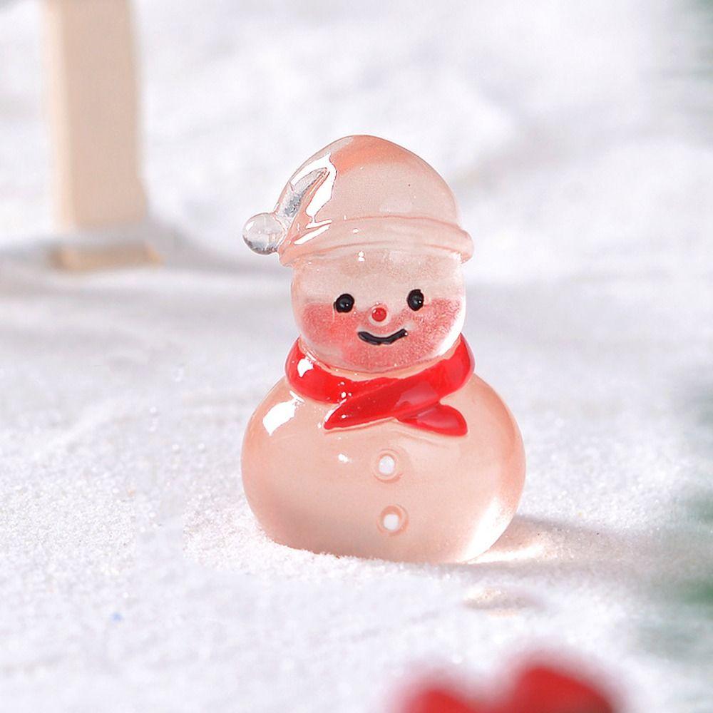 Cartoon Mini Snowman Ornament Glow in Dark Luminous Snowman Statue  Micro Landscape Ornaments