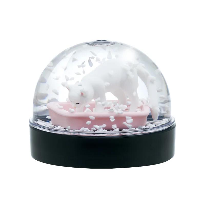 Äkta Gacha Figur Liten Skala Modell Kattlåda Snökristallkula Ägg Twist Tre Blommor Kattrakning Kattlåda Figur Leksaker