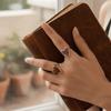 Stainless Steel Bohemian Ring Light Luxury Rhinestone Opening Ring Heart-shaped Stone Ring Gift