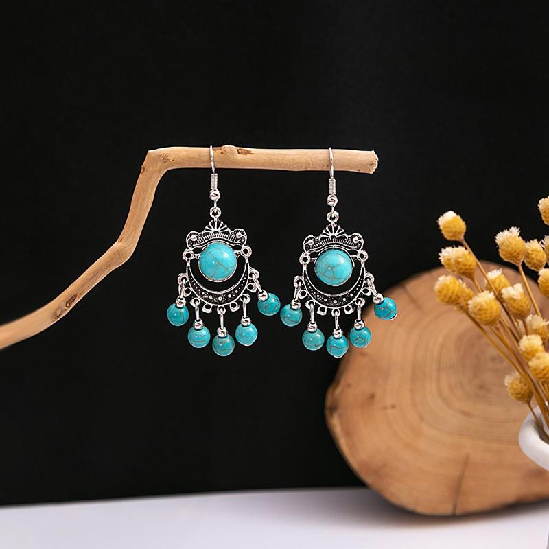 Elegant Bohemian Tassel Stud Earrings - Retro Ethnic Dangle Design