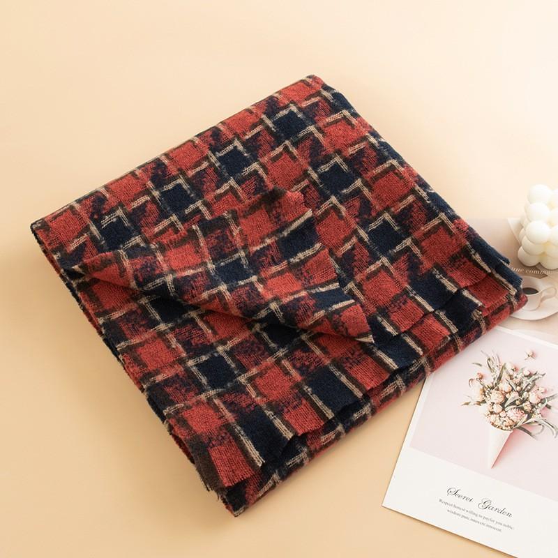 Womens Houndstooth Scarf Daily Commute Warm Neck Wrap Lightweight Shawl Fashion Accessory