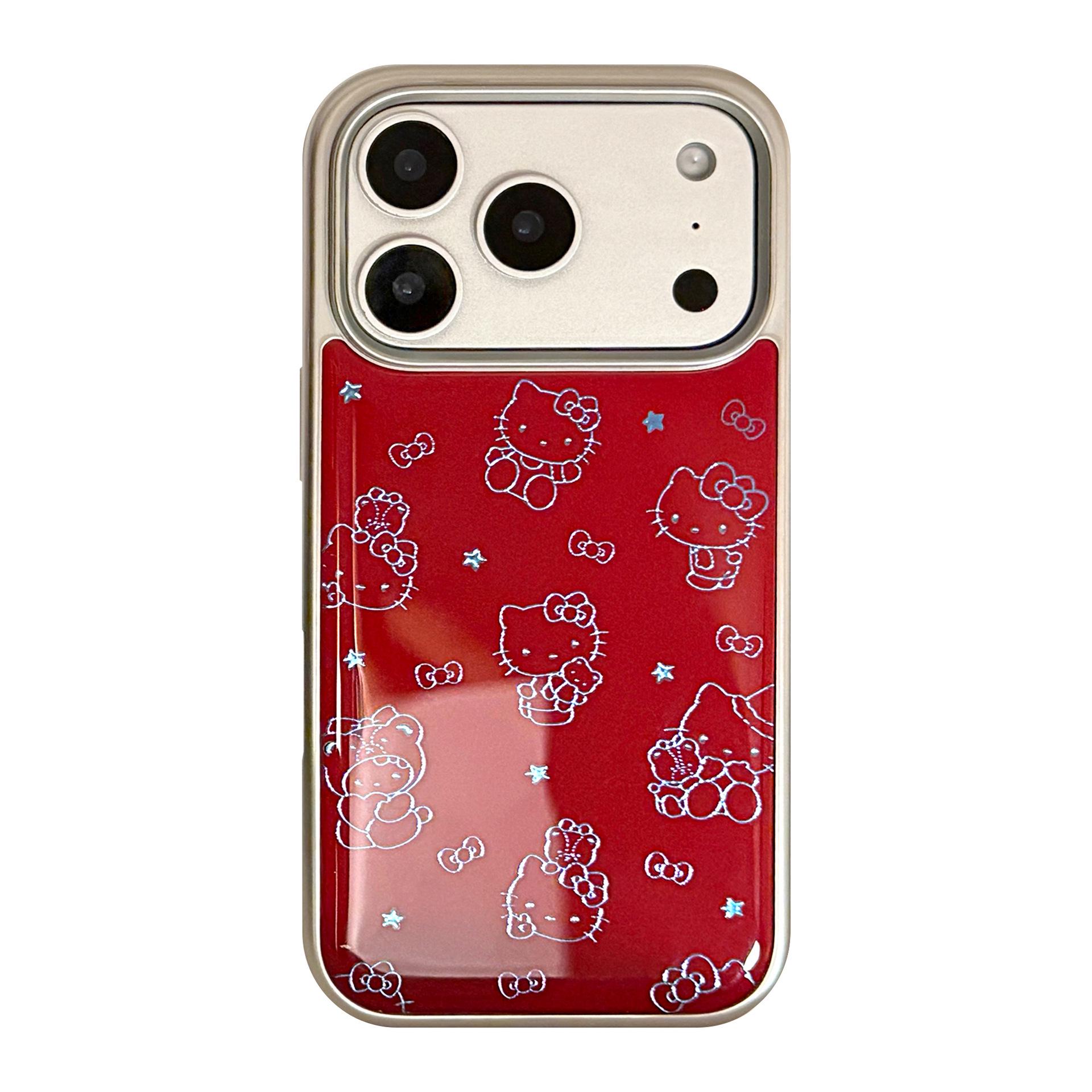 

Gold-Plated Epoxy Red and Blue Line Cat Series Case for iPhone 17 Pro Max/16 Pro/15/14 - Drop-Proof iPhone12