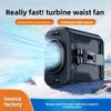 Portable Waist Fan With Usb Rechargeable Battery And 5 Speed Settings For Outdoor Camping And Hiking