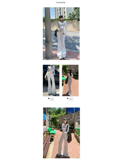 American Style Spicy Girl Wide-Leg Bell Bottom Jeans - Low Waist, Floor Length, Versatile Autumn Pants for Women