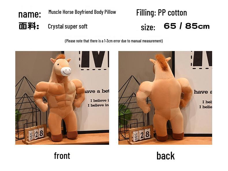 Year of the Horse Muscle Plush Toy - Fun Hug Pillow and Gift for Boyfriend or Girlfriend