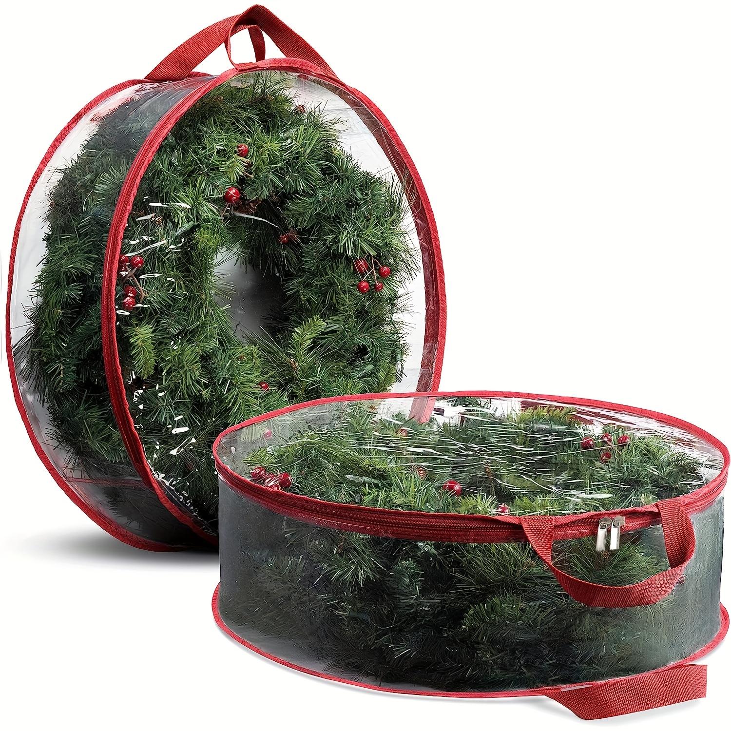 

2pcs 30 Transparent PVC Christmas Wreath Storage Bags Waterproof Holiday Decor Organizer for Artificial Wreaths Halloween 2pcs красный