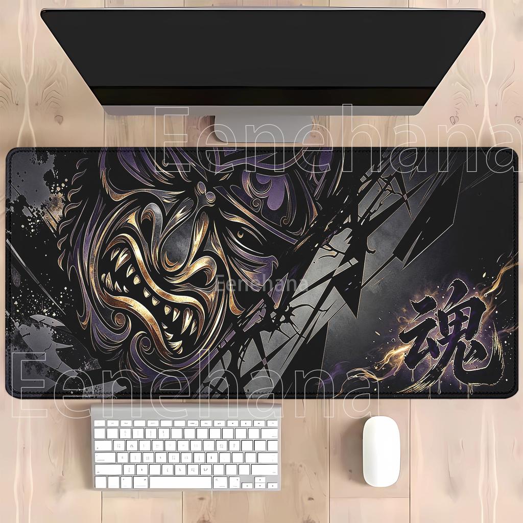 Anime Ghost Face Cartoon Nonslip Base Mouse Pad Hd Printing Samurai Devil Mask Gaming Mousepad Office Overlock Esports Desk Mat