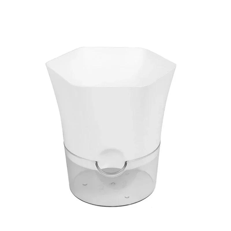 Self Watering Flower Pot Plastic Plants Pot Double Layer WIhite Planter Hydroponics Cotton Rope Self Absorbent Lazy Potted Decor
