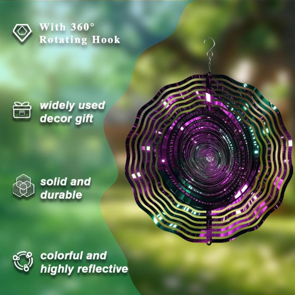 10 Inch Metal Wind Spinner Garden Decor with 360 Rotating Hook Outdoor Wind Chime for Patio Balcony Yard No Electricity Needed All Seasons
