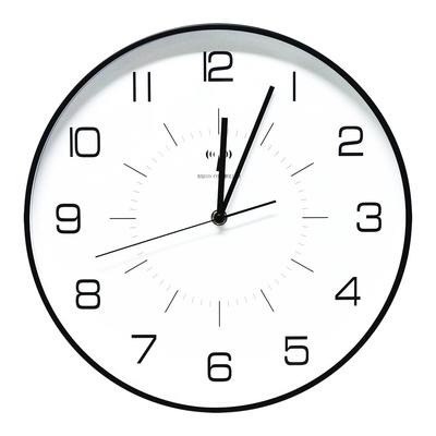 [Besttime] RC260F Funkwanduhr, weißes Zifferblatt, schwarz metallic, Durchmesser 33x5,5cm, ausgestattet mit Hochverstärker-Antenne