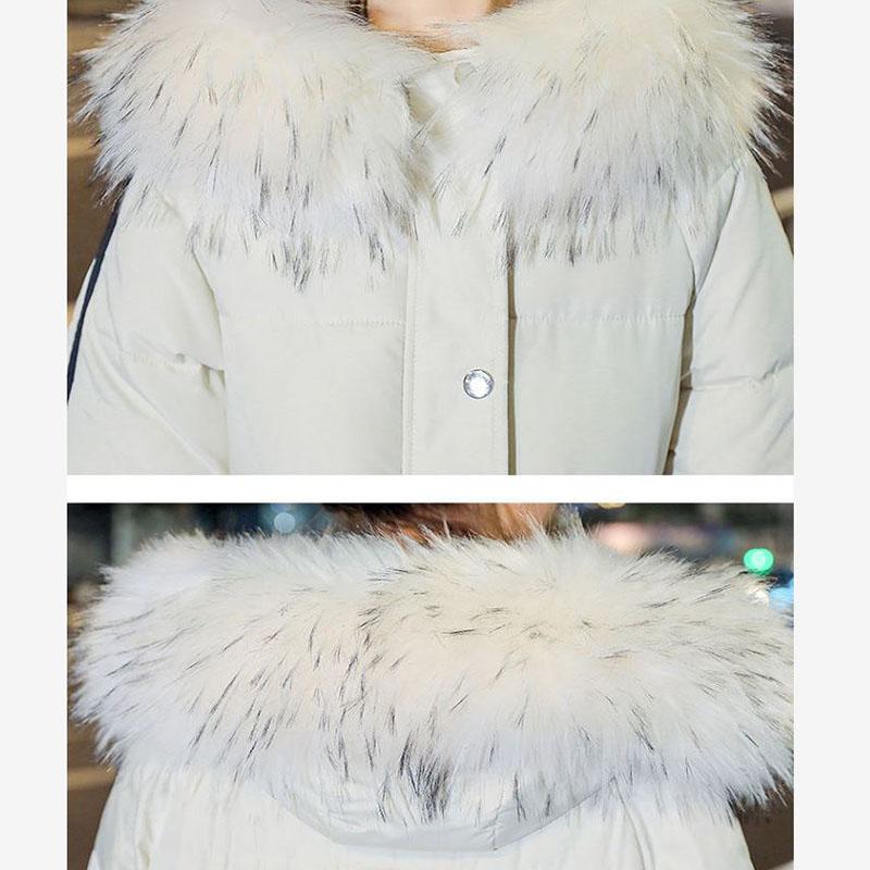 Down Jacket Winter Korean Fashion Big Size Fur Collar Mid-length Hooded Thick Warm Large Size Jacket Suitable for Women