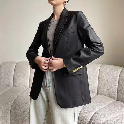 Leather Jacket Women's Blazer Spring and Autumn New Loose Black Pu Temperament Small Suit Top