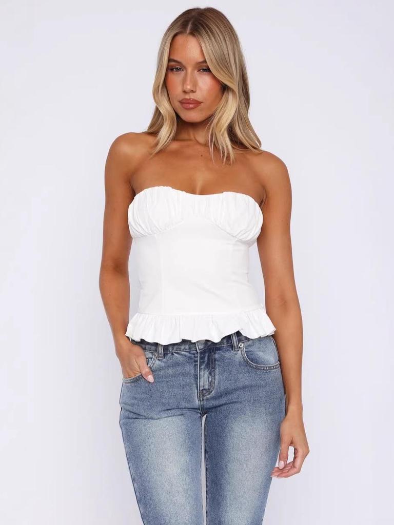 Di Yun Strapless Ruffle Tank Top - Women's Y2K Spring/Summer Fashion
