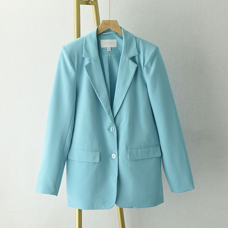 

Ab63 Fashion Plus Size Padded Shoulder Straight-leg Leisure Suit Lake Blue (defective ci) DK36