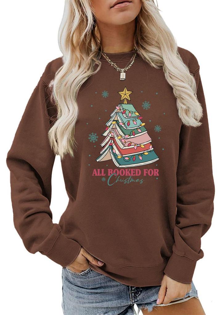 Christmas Letter Fun Print Casual Round Neck Hoodie