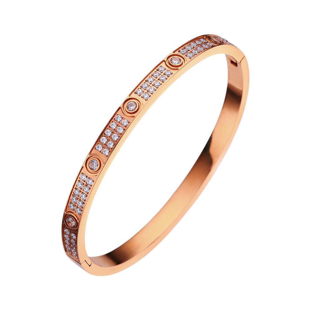 Ins Wind Gypsy Star Bracelet Two Rows of Diamonds Slightly Inlaid with Diamonds Stainless Steel Bracelet Titanium Steel Jewelry Bracelet Women