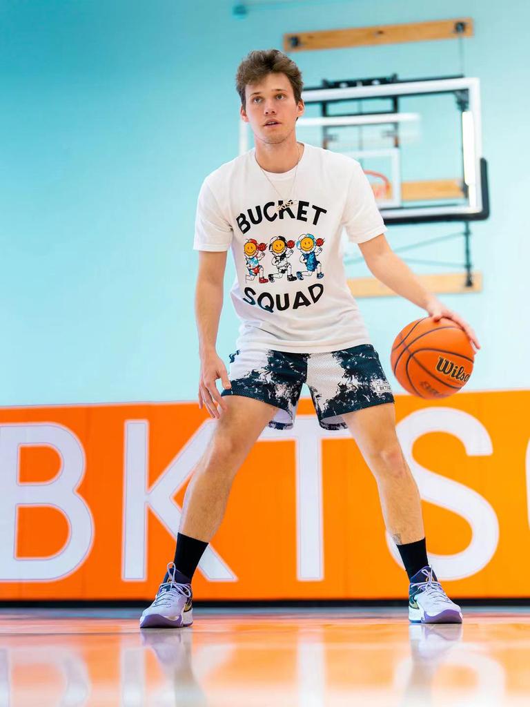 BKTSQD Men's Loose Fit Quick-Dry Ink-Splash Basketball Shorts
