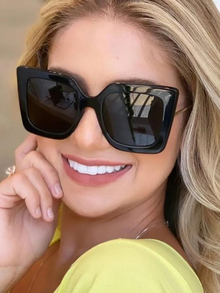 Vintage Oversized Sunglasses Women Luxury Brand Square Sun Glasses Female Retro Floral Fashion Designer Gradient