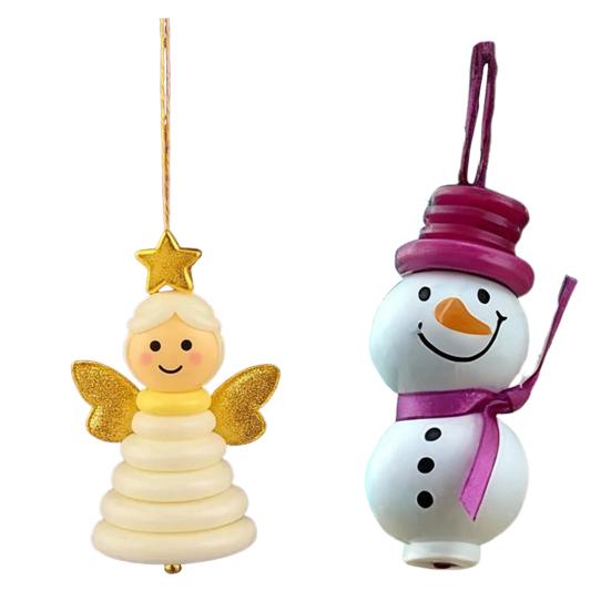 Yousheng DIY Button Christmas Ornament Kit Stacked Colorful Buttons Christmas Snowman/Santa/Angel/Tree Craft Making Set for Holiday Decor