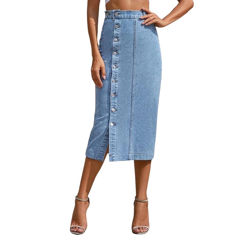 Greciilooks Women' Denim Western Standard Length Skirt