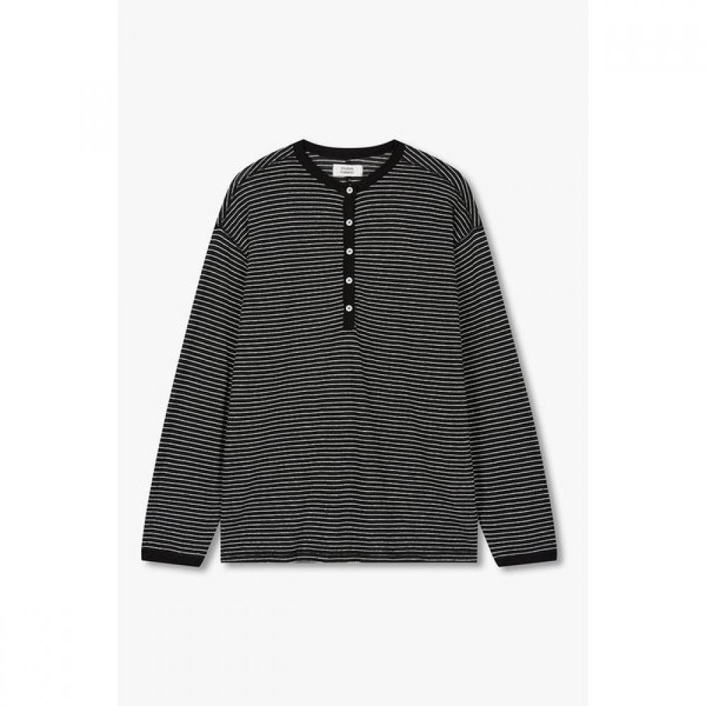STUDIO TOMBOY Henry Neck STripe Long Sleeve T shirT  910622222cT 