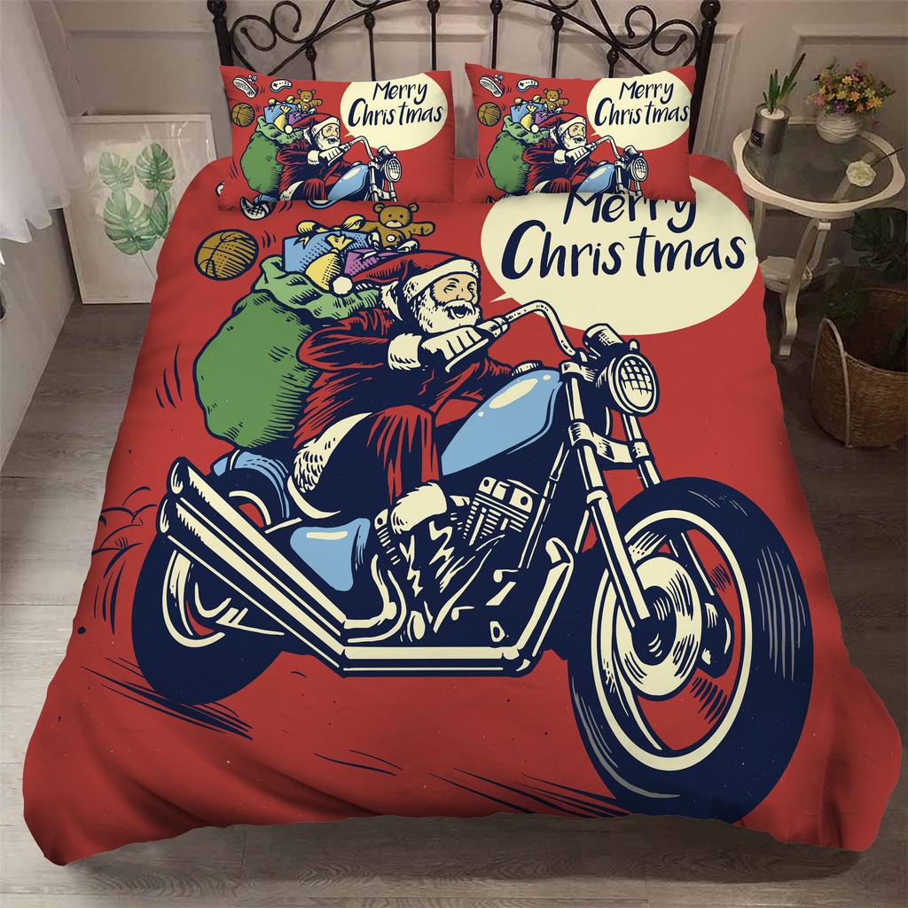 Weihnachtsmann Gedruckter Bettbezug mit Kissenbezug Bettwäscheset Einzel Doppel Twin Full Queen King Size Schlafzimmer Weihnachtsdeko