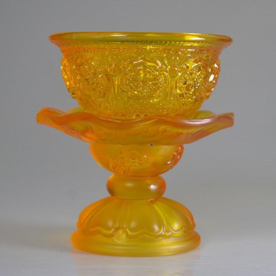 Large Ceramic Offering Bowl Oil Lamp for Temple or Buddhist Hall Decoration, Fruit and Candle Holder