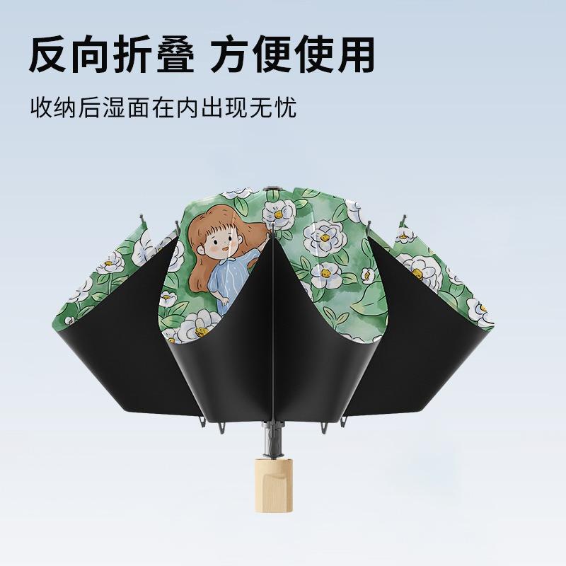 Original full version wind oversized umbrella folding manual reinforcement thickened vinyl weather and rain umbrella