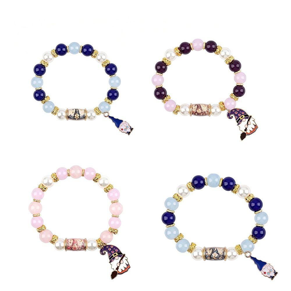 Color Printing Christmas Dwarf Bracelet Elastic Rope Crystal Flower Bracelet Party Favor