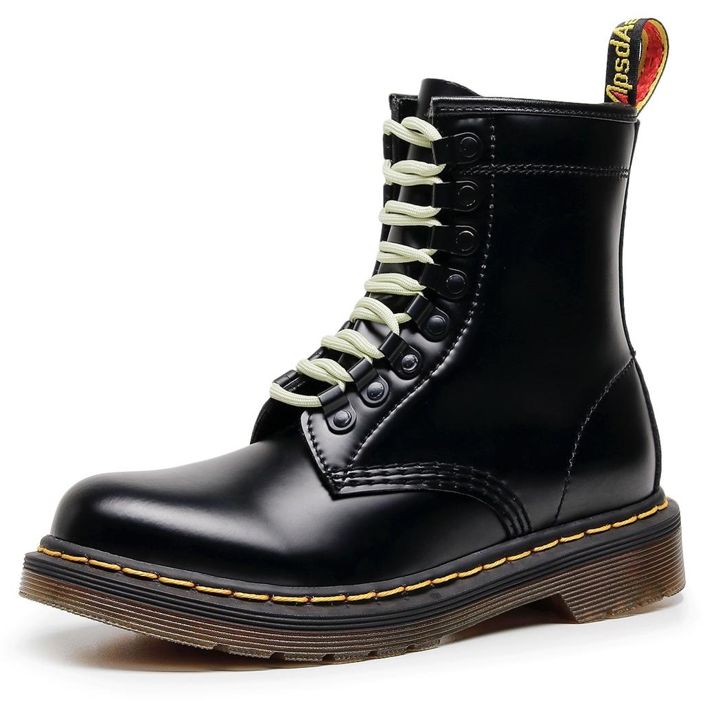 High Top 1460 Work Boots Women's Classic Hard Leather Open-edged Bead Boots Men's and Women's Glossy Leather Boots Round Toe Motorcycle Shoes