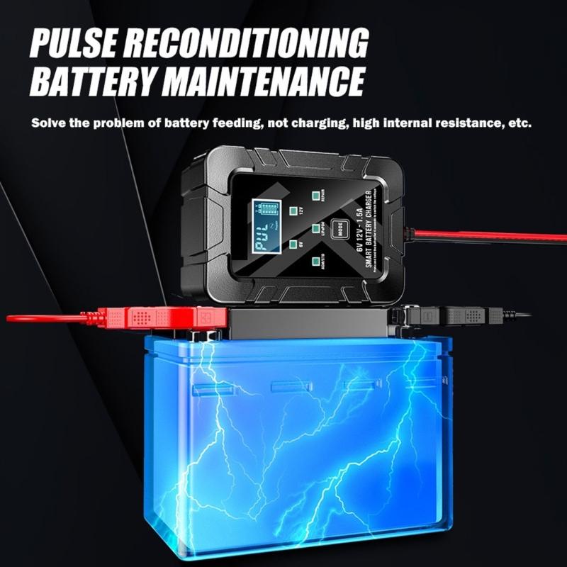 50-60Hz Automatic 6V 12V 1.5A Battery Maintainer Overload Protection Suitable for Car Motorcycles RVs with Fast Charging