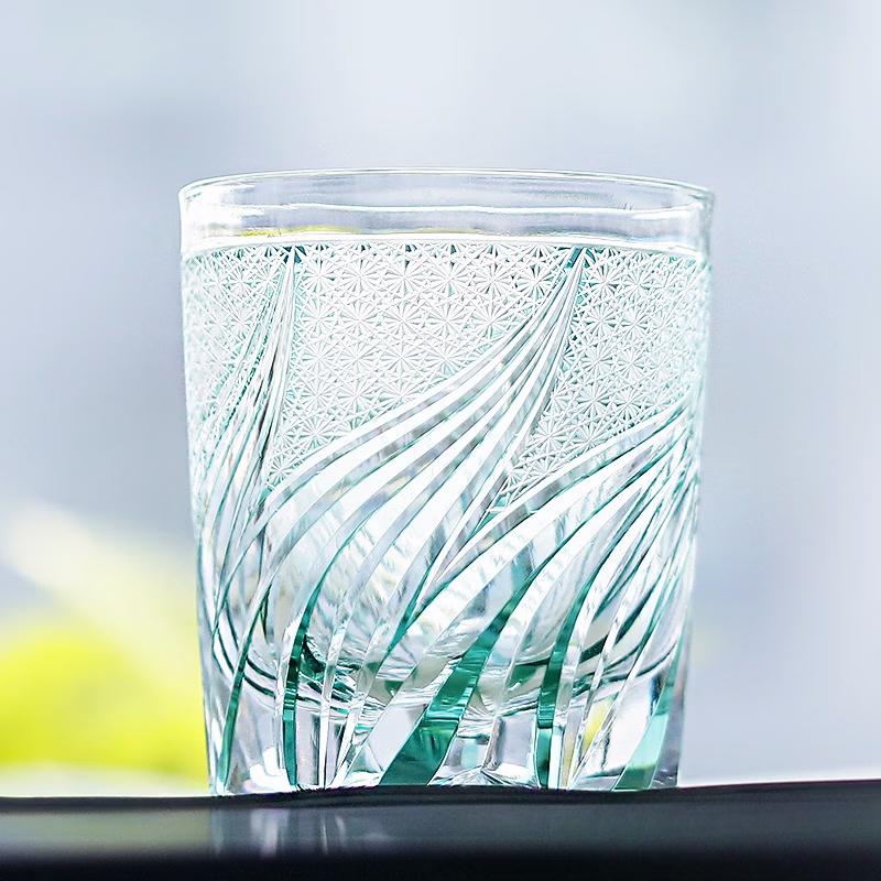 Japanese Edo Kiriko Engraved Crystal Whisky Glass
