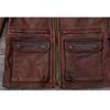 Chinese Size Vintage Red Brown Men Leather Jacket M65 Hunting Flight Jacket Genuine Cowhide Coat Autumn