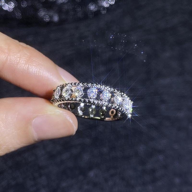 European-American S925 Silver Moissanite Star Micro-Inlay Ring – Luxury Fashion for Women