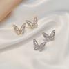 1 Pair Ear Studs Butterfly Shape Rhinestone Faux Crystal Decor Hollow Anti-rust Anti-allergy Lightweight Ear Decoration Jewelry Lady Prom