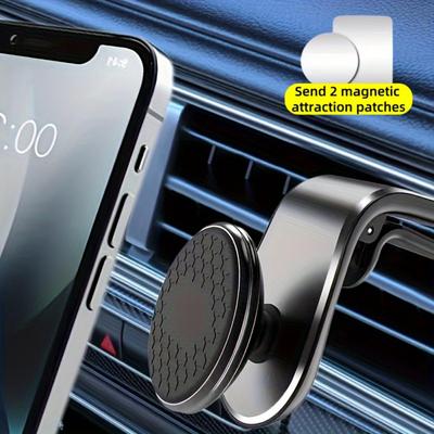 L-Shape Magnetic Car Phone Holder with 360° Rotation, Strong 5 Magnet Mount for Air Vent, Ultra-thin Design