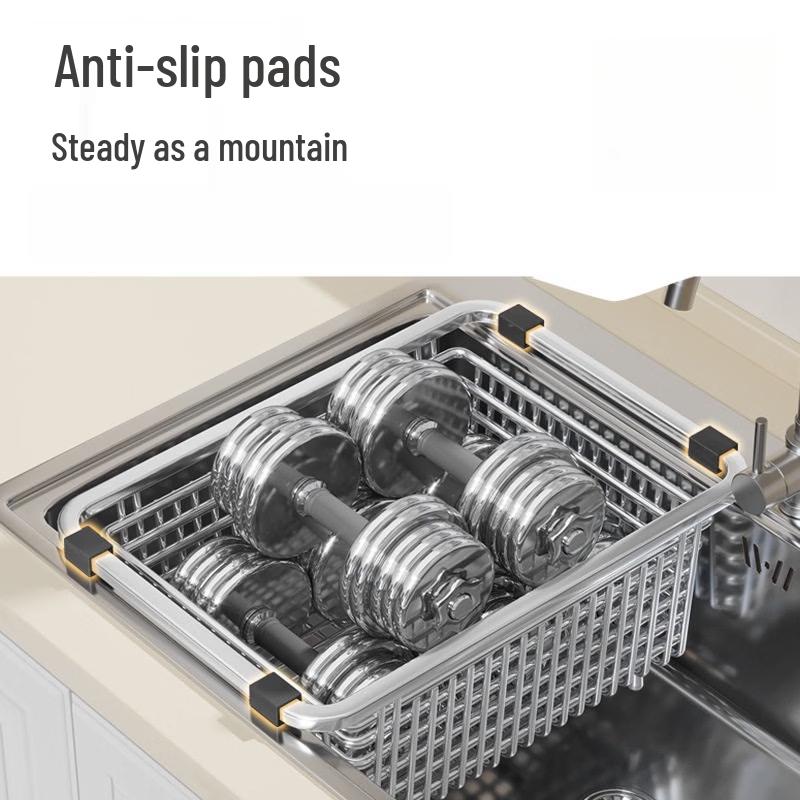 TLXT Stainless Steel Extendable Over-Sink Drainer Basket